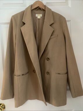Maeve Camel Double-Breasted Blazer